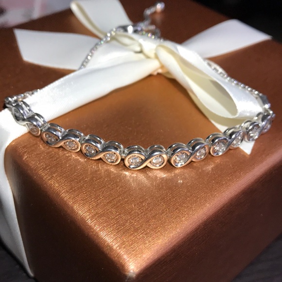 Diamond Bolo Infinity Bracelet Sterling Silver - Picture 6 of 7